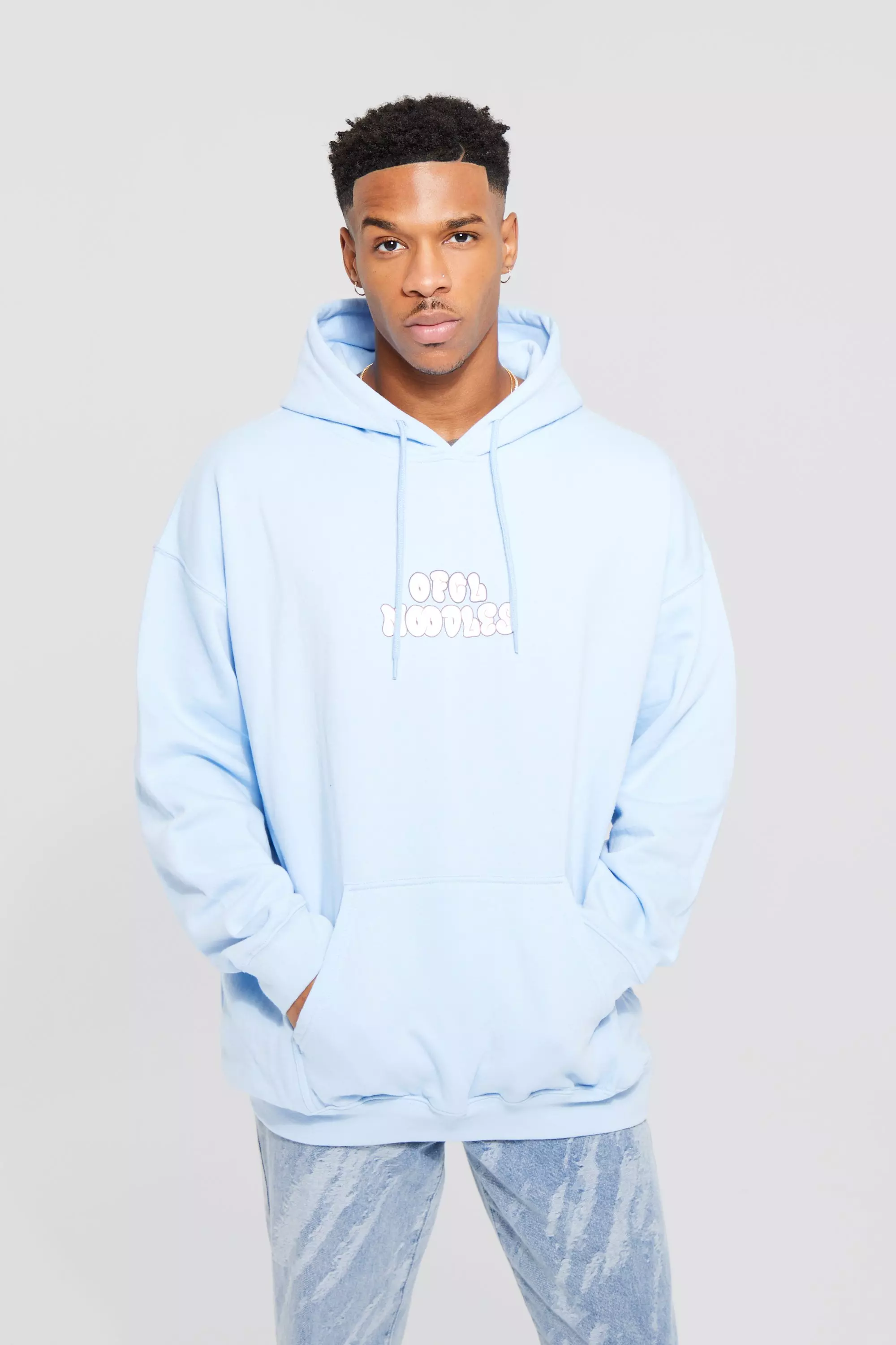 Light blue graphic hoodie new arrivals